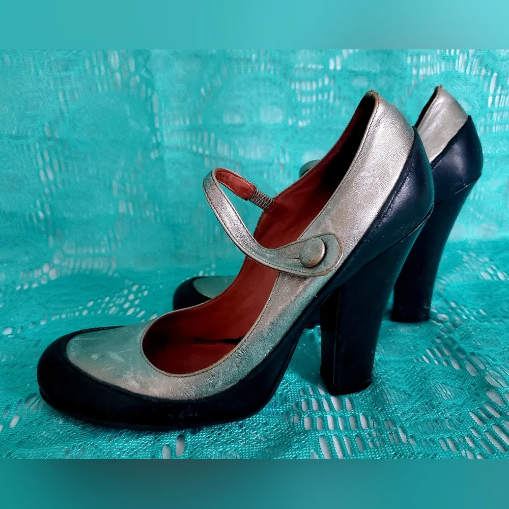 Vince Camuto Silver Black Retro Feel Heels - Picture 7 of 8